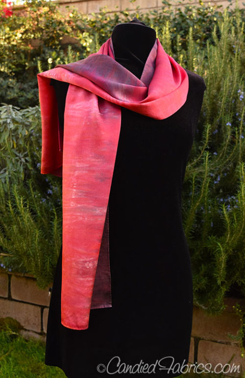 Hand Painted Silk Scarf in Deep Red Shadows — RED DIRT ROAD